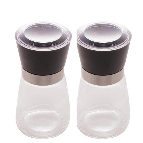 Imagem de Kit de Moedor de Tempero Vidro Com Tampa Preta 170 ML