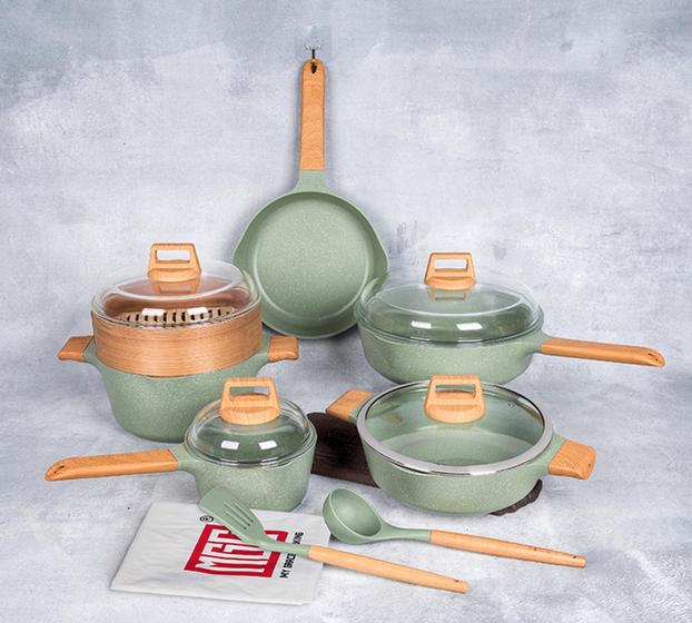 Kit de Panelas Jogo 13 Peças Cerâmica Indução Antiaderente Menor preço em Kit de Panelas Jogo 13 Peças Cerâmica Indução Antiaderente