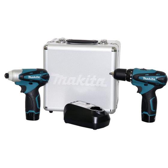 Imagem de Kit de Parafusadeira e Furadeira 2 Baterias Lítio 1,3AH Bivolt 12V LCT204 Makita