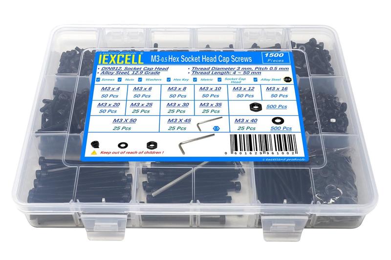 Imagem de Kit de Parafusos iExcell M3 - Sortimento com 10 Comprimentos (4 a 35mm)