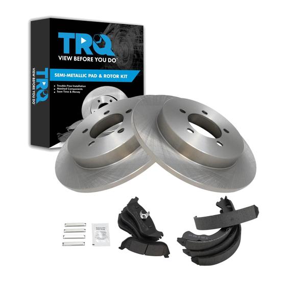 Imagem de Kit de pastilhas de freio e rotor TRQ Rear Semimetálico 2002-2005 Ford