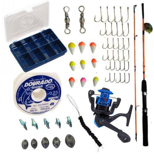 Imagem de Kit De Pesca Completo Vara Com Molinete 50 Unidades Ref: 09