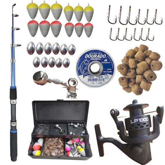 Kit De Pesca Completo 2 Varas Telescópicas 2 Molinetes + Acessórios (Ref. 11),  kit de pesca 