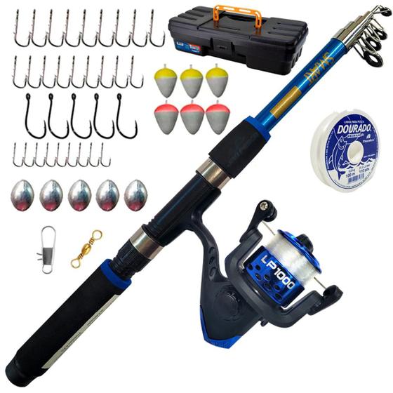 Imagem de Kit de Pesca Vara + Molinete Maleta e Saquinho Jaú Pesca