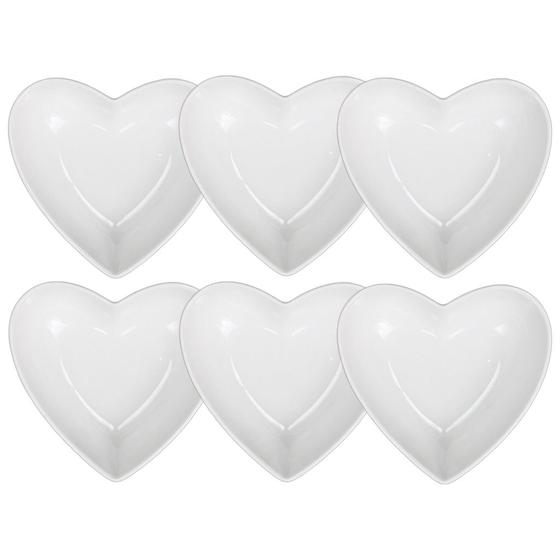 Imagem de Kit De Petisqueiras Em Porcelana 12cm Formato Coração Com 6 Unidades