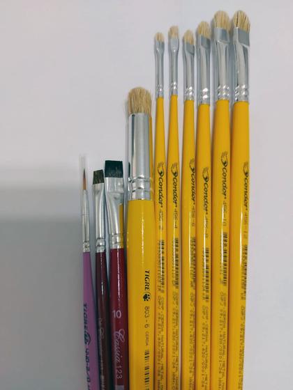 Imagem de Kit de Pincéis CONDOR Para Pintura em Tecido Completo Cortados e Lixados (10 Pincéis)