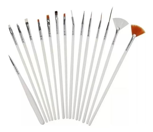 Imagem de Kit de Pinceis para Nails Art 15pçs  Alongamento e Decoração