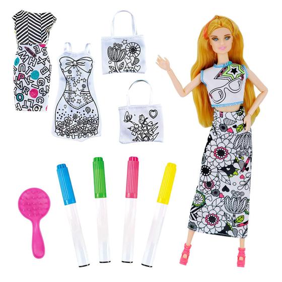 Imagem de Kit de Pintura Moda com Boneca Articulada DM TOYS