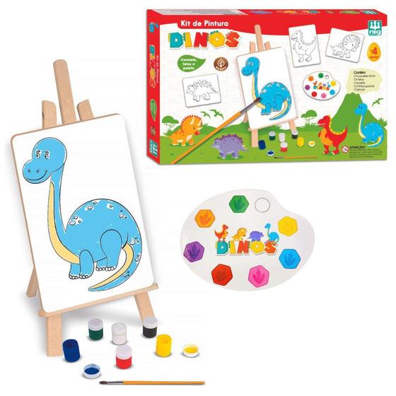 Imagem de Kit de Pintura Para Educação Infantil Brinquedo Dinossauros - NIG Brinquedos