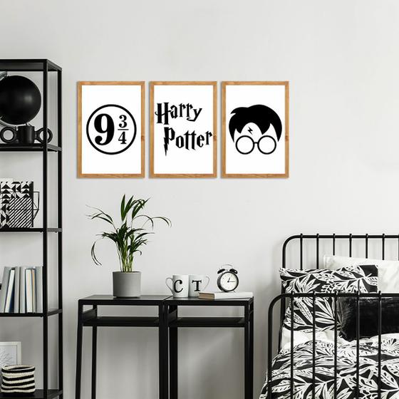 Imagem de Kit de Placas Decorativas Harry Potter Moldura Mel