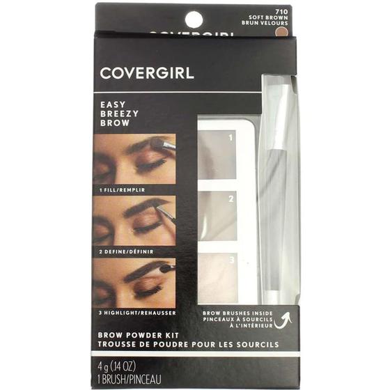 Imagem de Kit de pó para sobrancelhas COVERGIRL Easy Breezy com pincel, livre de crueldade