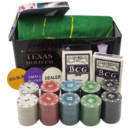 Imagem de Kit De Poker Profissional 200 Fichas Com 2 Deck