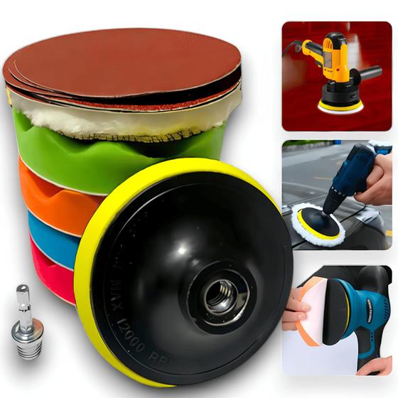 Kit De Polimento De Carro 5 Polegadas Boinas Lixas Para Esmerilhadeira Furadeira Kit de Esponja Menor preço em Kit De Polimento De Carro 5 Polegadas Boinas Lixas Para Esmerilhadeira Furadeira Kit de Esponja
