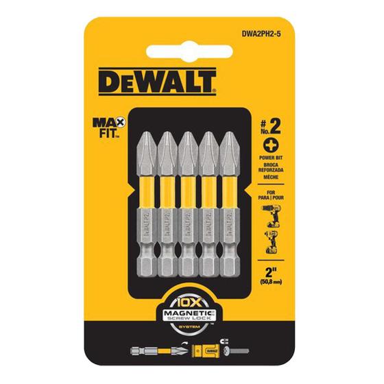 Kit De Pontas Bits Ph2 Max Fit 5 Peças Dwa2ph2-5l Dewalt Menor preço em Kit De Pontas Bits Ph2 Max Fit 5 Peças Dwa2ph2-5l Dewalt