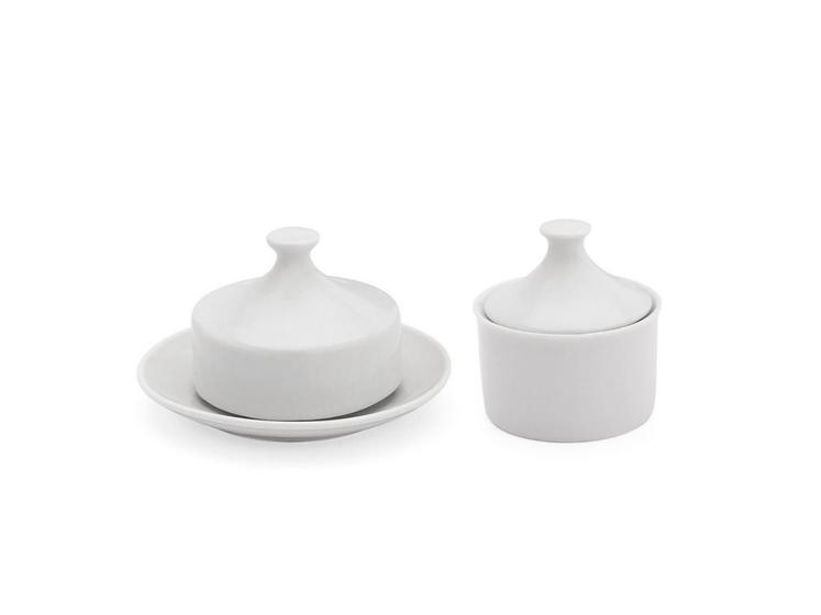 Imagem de Kit de porcelana: açucareiro 250 ml e manteigueira com tampa