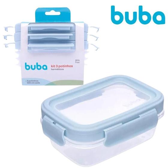 Kit De Potes Hermetica 3 Und 180ml Azul Buba Menor preço em Kit De Potes Hermetica 3 Und 180ml Azul Buba