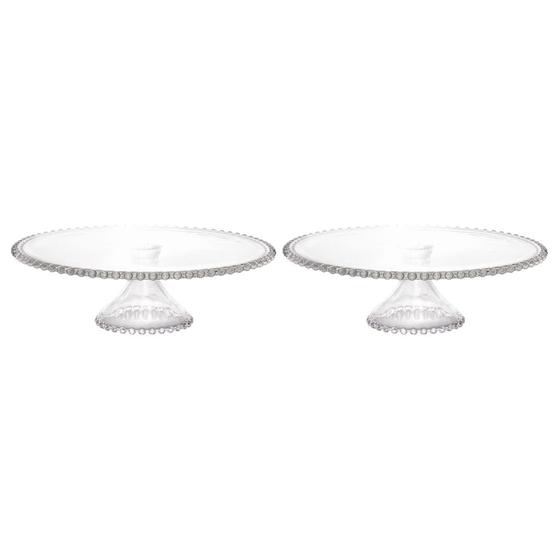 Imagem de Kit De Pratos Com Pé Em Cristal 31cm Para Servir Bolos Com 2 Unidades