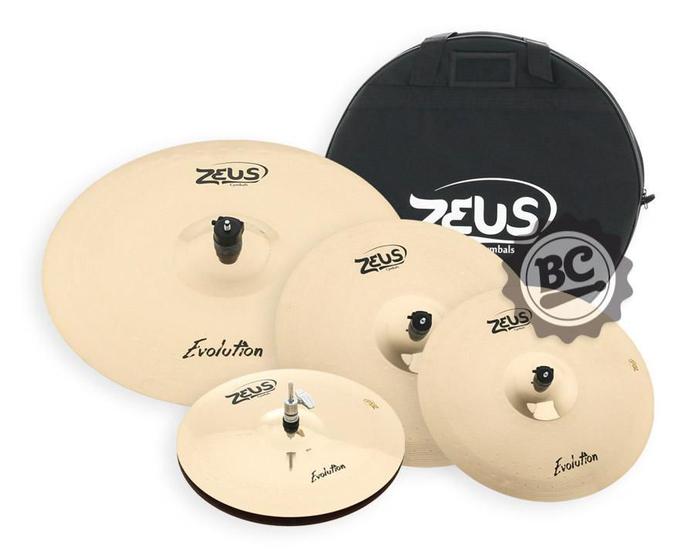 Kit de Pratos Zeus Evolution Set D com Chimbal 14, Crashes 16 e 18