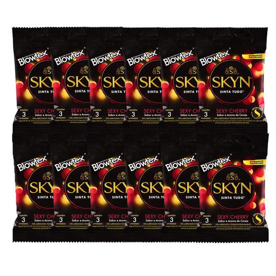 Imagem de Kit de Preservativos com 12 Pacotes SKYN Sexy Cherry com 3 unidades