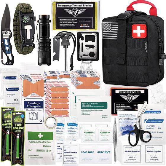 Imagem de Kit de Primeiros Socorros EVERLIT - 250 Peças - IFAK EMT Molle Pouch