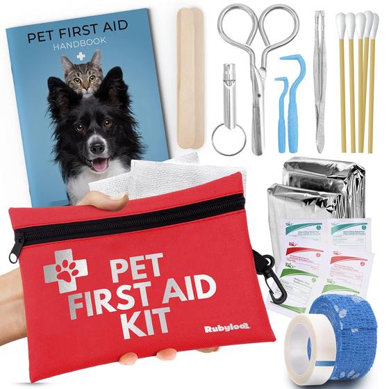 Imagem de Kit de primeiros socorros para cães Rubyloo para viagens  Suprimentos de primeiros socorros para animais de estimação