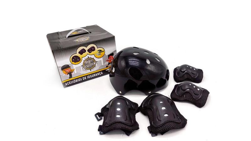 Kit de Proteção Infantil com Capacete Preto Unitoy Menor preço em Kit de Proteção Infantil com Capacete Preto Unitoy