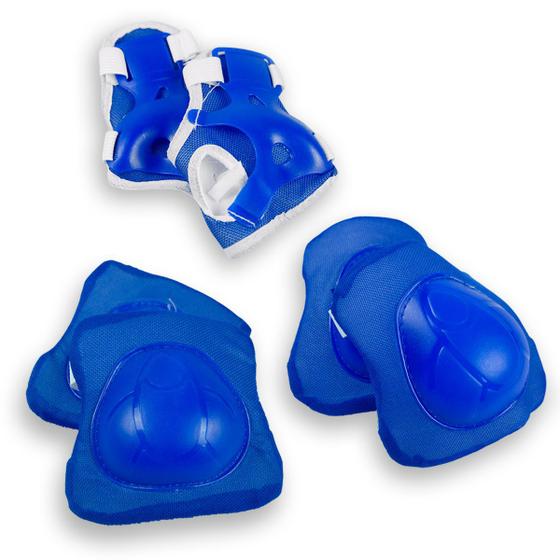 Imagem de Kit De Proteção Joelheira Infantil Azul 6 Peças Skste Cotoveleira Com Protetor De Punho Ajustável