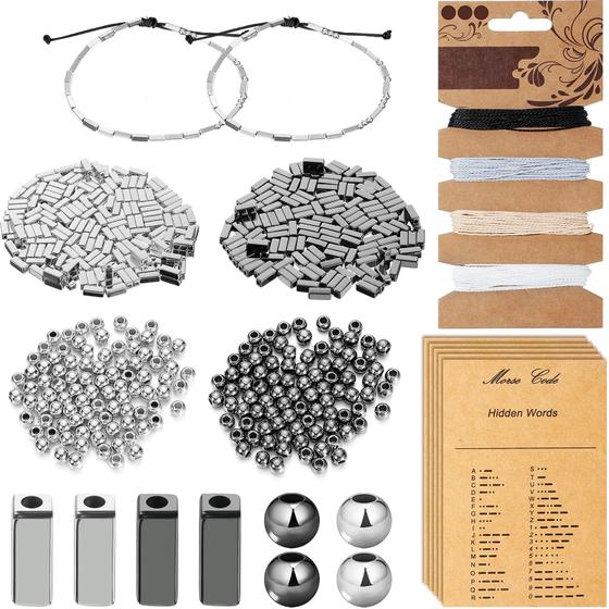 Imagem de Kit de Pulseira com Código Morse Hicarer - 800 Contas Espaçadoras Redondas