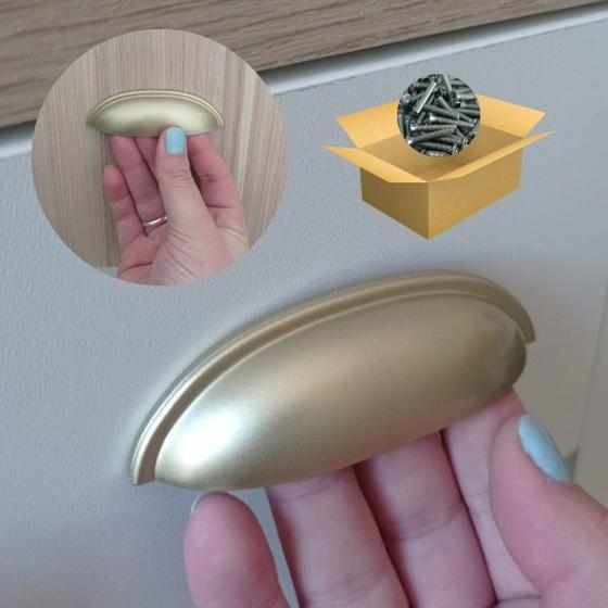 Imagem de Kit de puxadores concha com 2 unidades para decoração de móveis em geral cozinha sala quarto banheiro