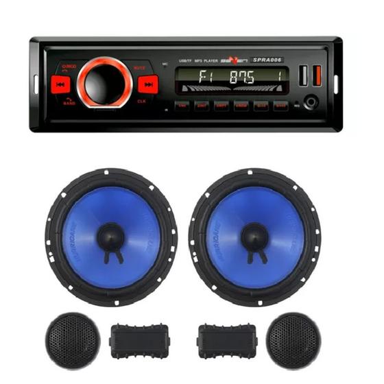 Imagem de Kit de rádio mp3 4x50 seven bt com alto falante 6" 2 vias