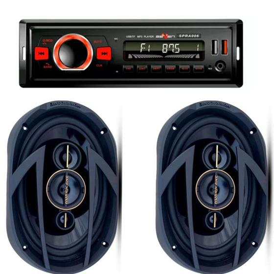 Imagem de Kit de rádio mp3 4x50 seven bt usb alto falante 6x9 aurum