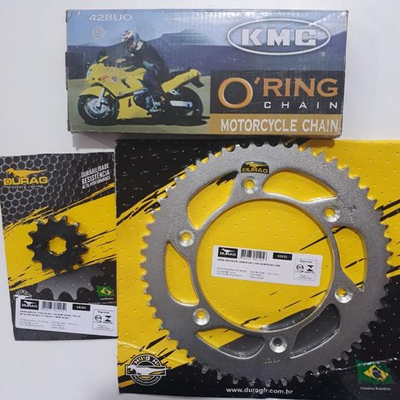 Imagem de Kit de Relação 56X13 Moto Bros 125 / Bros 150 Corrente KMC P428 - Durag