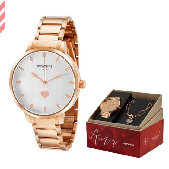 Imagem de Kit De Relogio Feminino Mondaine Rose 32399LPMKRE3