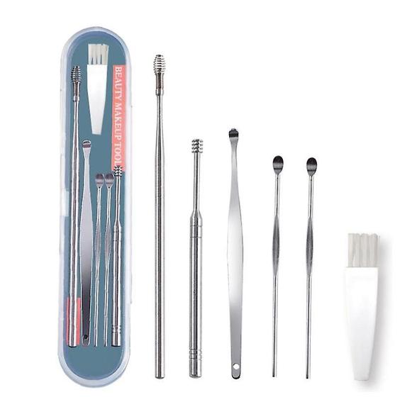 Imagem de Kit de remoção de cera de ouvido Wokex, 6 peças de palito de ouvido com estojo, conjunto de aço inoxidável