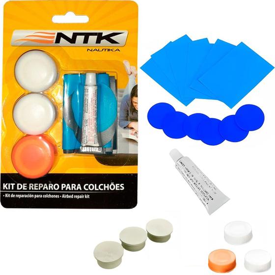 Imagem de Kit de Reparo Remendo Boia e Colchão Inflável com Cola e Tecido PVC Mor Bestway Nautika e Outros