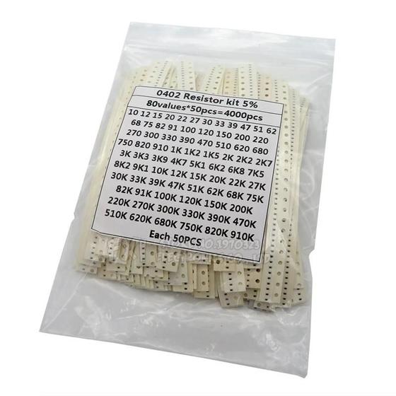 Imagem de Kit de Resistores SMD Sortidos - 4000 Peças (0402, 0805, 0603, 1206, 2512, 1210) - 80 Valores