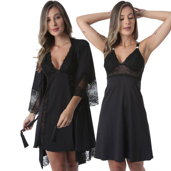 Imagem de Kit de Robe Medusa e Camisola de amamentação 2 peças