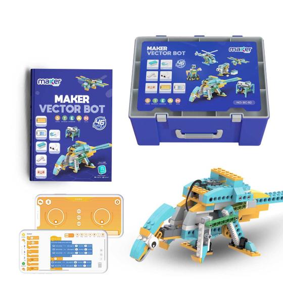 Imagem de Kit de Robótica Maker Vector Bot 46 em 1 C/ Programação + Livro - 606 Peças