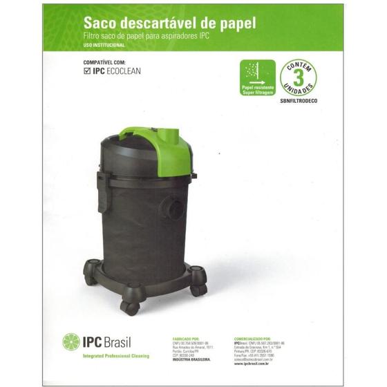 Imagem de Kit de Sacos P/ Aspirador Ecoclean 3 Unidades - Soteco - Ipc