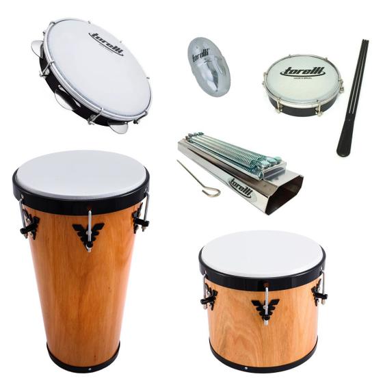 Imagem de Kit de Samba Percussão Pagode Completo Timba Repique Pandeiro Reco Tamborim