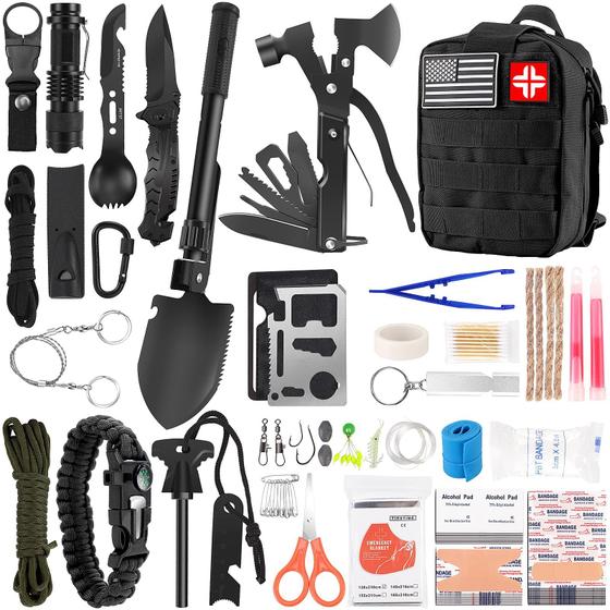 Imagem de Kit de Sobrevivência LUXMOM 142 Peças com Kit de Primeiros Socorros - Ideal para Acampamento
