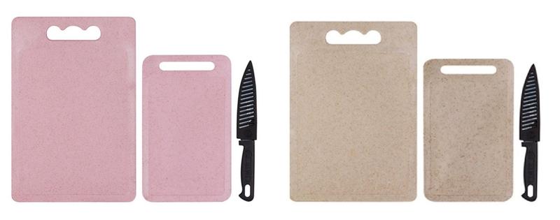 Imagem de Kit de Tábuas para corte de alimentos com duas (2) Tabuas (1) Faca 