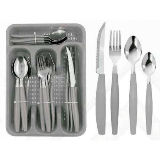 Imagem de Kit de Talheres Inox Canadá 25 Peças Faqueiro Colher Sopa Sobremesa Garfo Faca Kehome