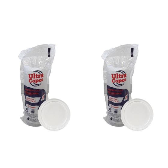 Imagem de Kit de Tampa para Copo de 770ml Sem Furo transparente PP Ultratherm 2 Pacotes com 50 unidades