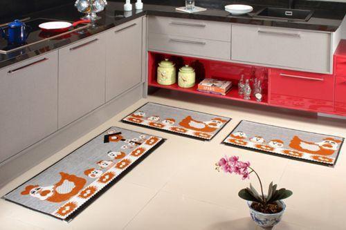 Imagem de Kit de tapete para cozinha 3 peças pelo macio toque de veludo 100% antiderrapante andino lancer (ka-26-preto)