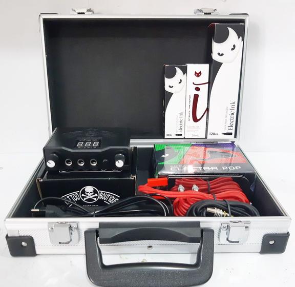 Kit De Tatuagem Tattoo Boutique E Electric Ink, com Maleta de Alumínio