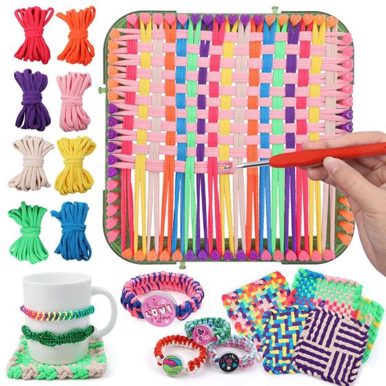 Imagem de Kit de Tear FuniOi para Crianças - 6 Pegadores de Panela + 10 Pulseiras