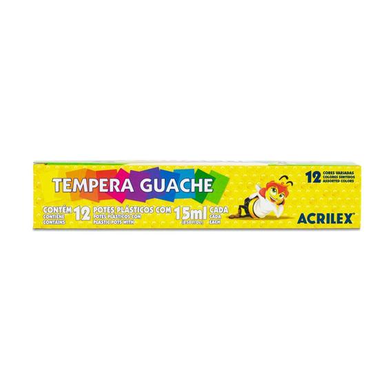 Imagem de Kit de Tempera Guache Acrilex com 12 Cores de 15ml