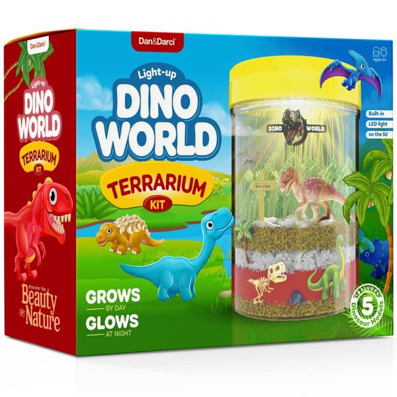 Imagem de Kit de terrário Dan & Darci Dino World com luz LED para crianças de 3 anos ou mais