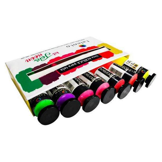 Imagem de Kit de Tinta Acrílica Talento Tons Neon 7 Cores Com 20 ml Cada